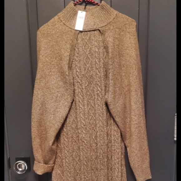 Anthropologie Current Air Cedar Cable-Knit Midi Sweater Dress Shrug Sweater Set - Picture 2 of 5